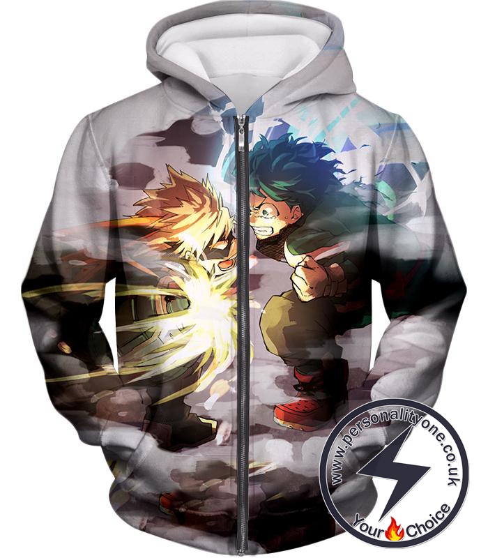 My Hero Academia Midoriya Vs Bakugo Action Zip Up Hoodie